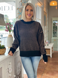 Black Crinkle Sweater