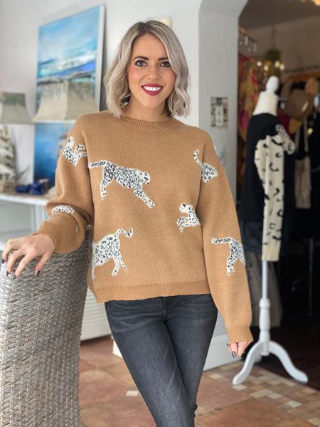 Tan Leopard Detail Sweater