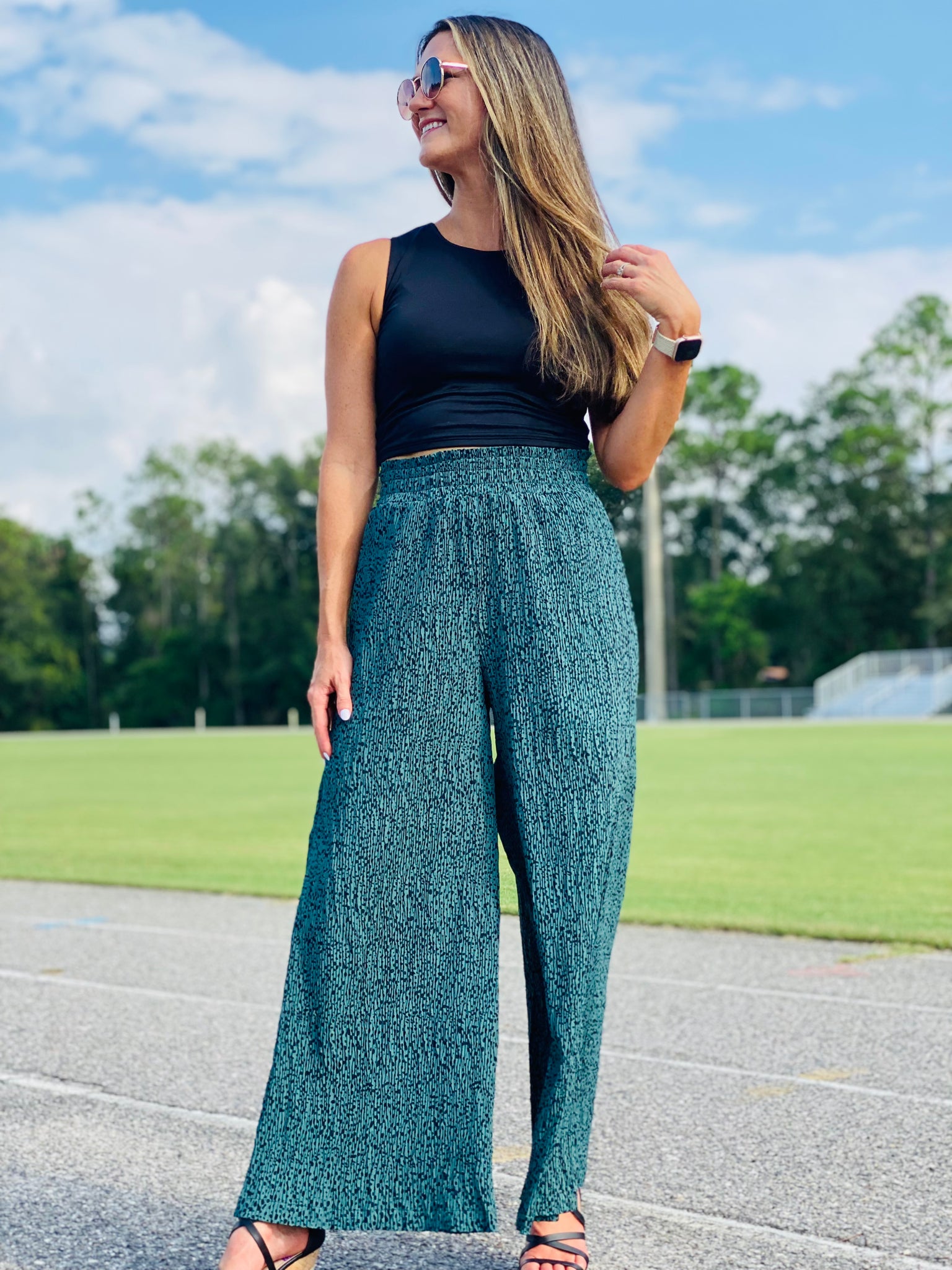Teal Dotted Pants