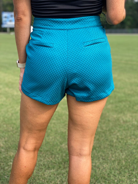 Teal Embossed Shorts
