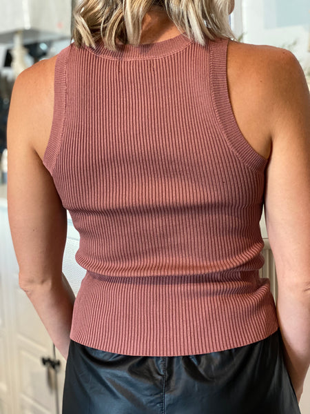 Red Bean Ribbed Top