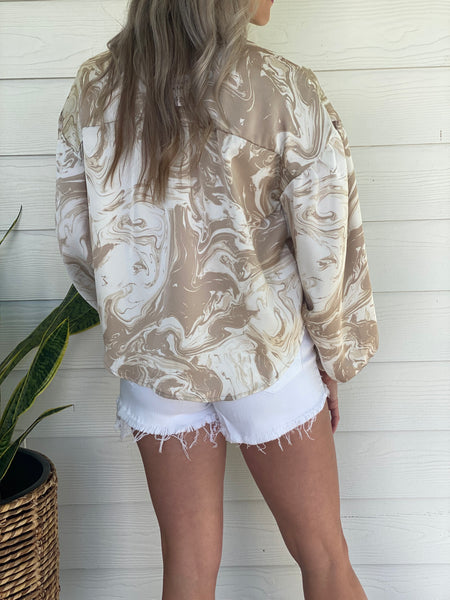 Taupe Swirl Button Up