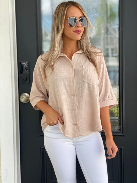 Taupe Button Up Top