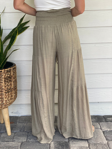 Olive Flowy Pants