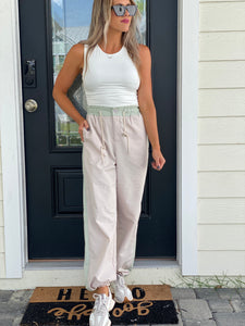 Beige and Sage Two Tone Pants