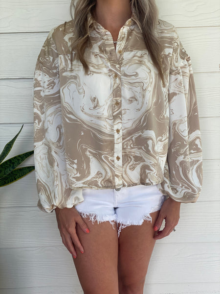 Taupe Swirl Button Up