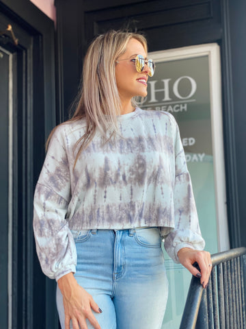 Mint and Gray Tie Dye Top