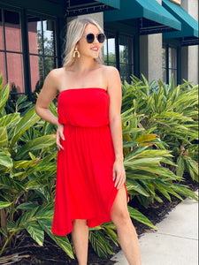 Poolside Red Tube Top Dress