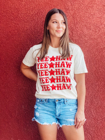 Ivory YeeHaw Graphic Tee ** SIZE DOWN**