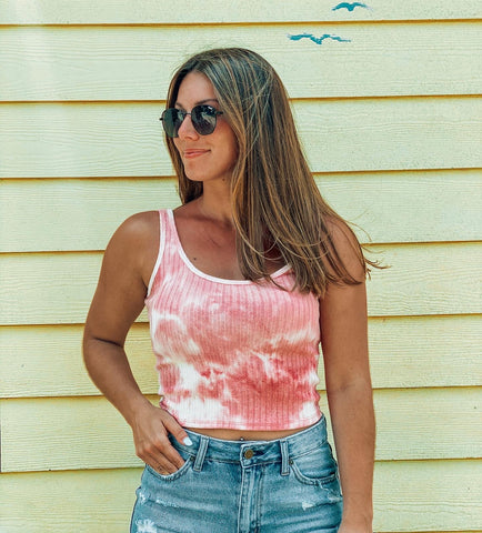 Pink Tie Dye Crop Tank