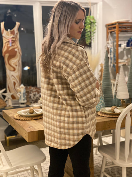 Taupe Flannel Shacket