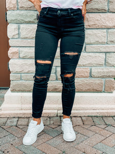 Madelyn Distressed Black Jeans