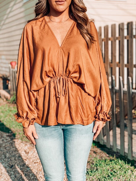 Camel Checking Emails Blouse
