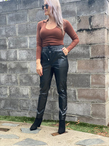 She’s Spicy Leather Joggers