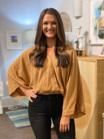 Tan Kimono Top