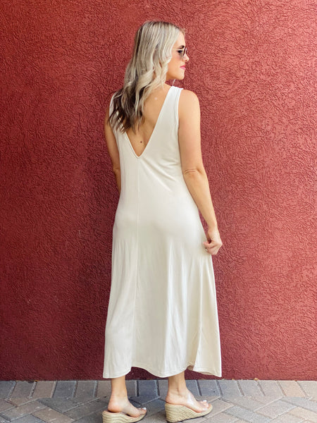 Taupe Buttery Midi Dress