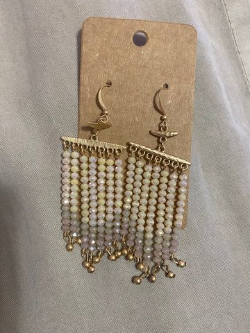 Ivory Iridescent Dangle Beaded Earrings