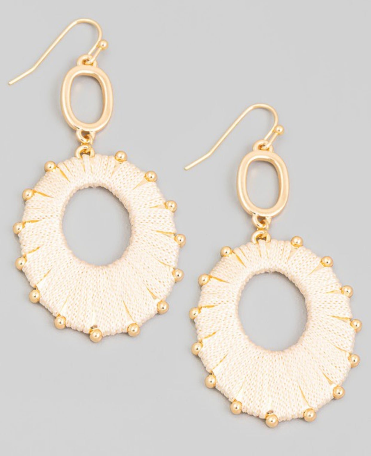 Ivory Oval Chain Drop Earrings