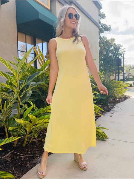Yellow Buttery Midi Dress
