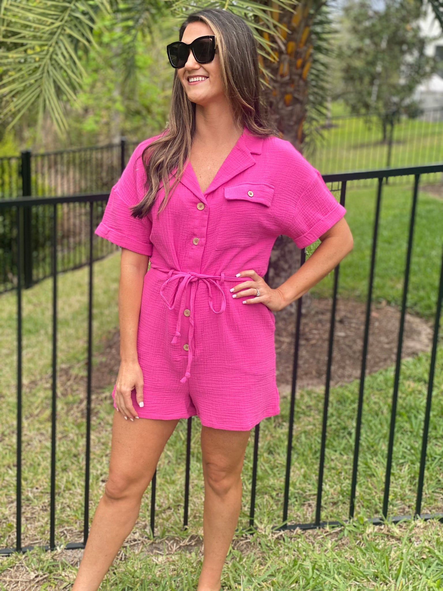 Pink Short Sleeve Romper